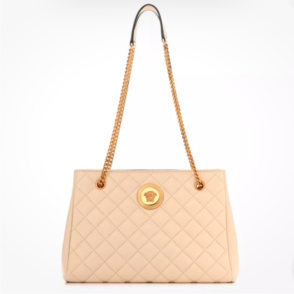 Versace Medusa Lambskin Quilted Tote with Gold Chain - Picture 7 of 12